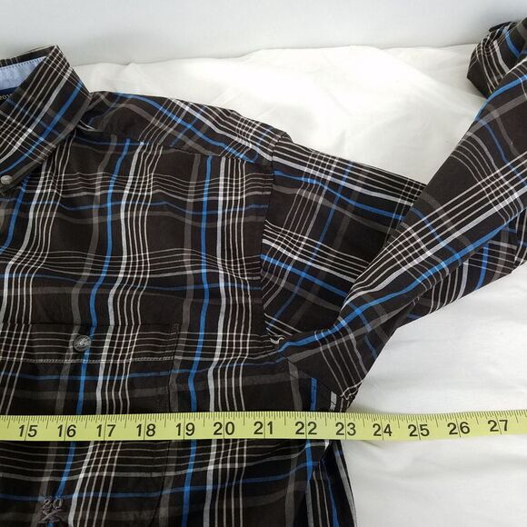 Wrangler TwentyX Shirt Mens Large Brown‎ Plaid Long Sleeve Button Up Pocket - Picture 9 of 11